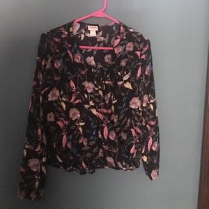 Floral tie front blouse